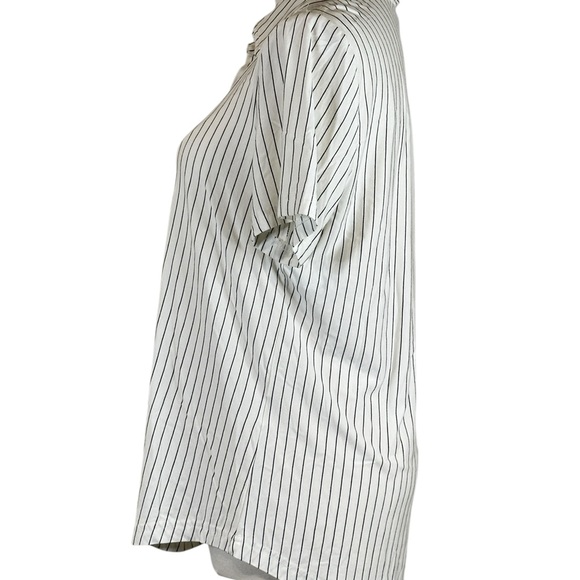 Modern Works White Striped Button-Down Blouse Size S – Relaxed Fit - Picture 8 of 12